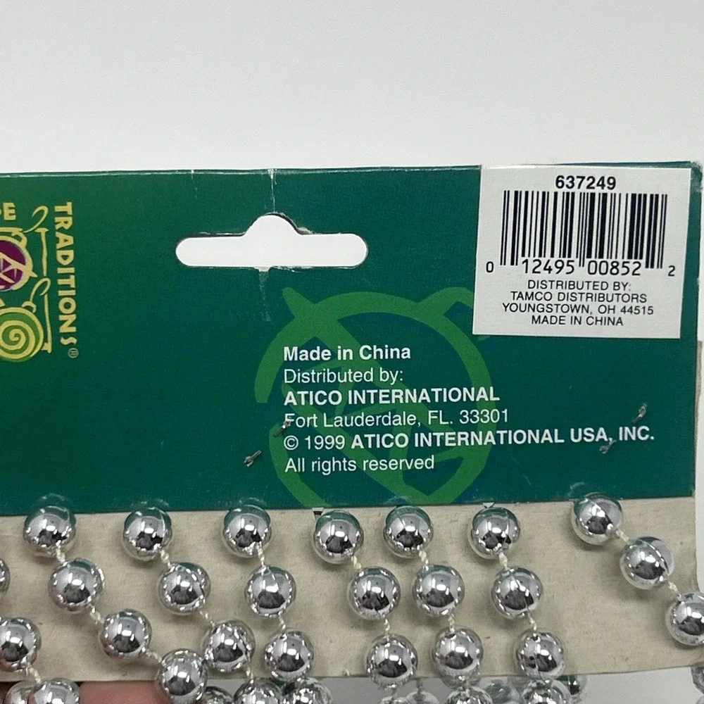 NEW Vintage Yuletide Traditions Silver Bead Garland 18 Feet